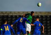 10 October 2018; Adam Idah of Republic of Ireland in action against Igor Savic, left, and Enio Zilic of Bosnia and Herzegovina during the UEFA U19 European Championship Qualifying match between Bosnia & Herzegovina and Republic of Ireland at the City Calling Stadium in Longford. Photo by Seb Daly/Sportsfile