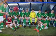 10 October 2018; Republic of Ireland players following their side's victory during the UEFA U19 European Championship Qualifying match between Bosnia & Herzegovina and Republic of Ireland at the City Calling Stadium in Longford. Photo by Seb Daly/Sportsfile