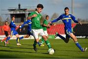 10 October 2018; Aaron Bolger of Republic of Ireland in action against Igor Savic of Bosnia and Herzegovina during the UEFA U19 European Championship Qualifying match between Bosnia & Herzegovina and Republic of Ireland at the City Calling Stadium in Longford. Photo by Seb Daly/Sportsfile