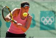 10 October 2018; Georgia Drummy of Team Ireland, from Donnybrook, Dublin, in action during her match with Daniela Vismane of Latvia during the women's singles, round 3 event in Green Park, Buenos Aires, on Day 4 of the Youth Olympic Games in Buenos Aires, Argentina. Photo by Eóin Noonan/Sportsfile