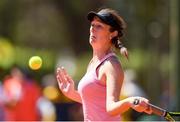 10 October 2018; Georgia Drummy of Team Ireland, from Donnybrook, Dublin, in action during her match with Daniela Vismane of Latvia during the women's singles, round 3 event in Green Park, Buenos Aires, on Day 4 of the Youth Olympic Games in Buenos Aires, Argentina. Photo by Eóin Noonan/Sportsfile