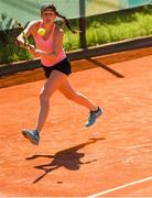 10 October 2018; Georgia Drummy of Team Ireland, from Donnybrook, Dublin, in action during her match with Daniela Vismane of Latvia during the women's singles, round 3 event in Green Park, Buenos Aires, on Day 4 of the Youth Olympic Games in Buenos Aires, Argentina. Photo by Eóin Noonan/Sportsfile