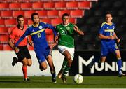 10 October 2018; Ali Reghba of Republic of Ireland in action against Džani Salcin of Bosnia and Herzegovina during the UEFA U19 European Championship Qualifying match between Bosnia & Herzegovina and Republic of Ireland at the City Calling Stadium in Longford. Photo by Seb Daly/Sportsfile
