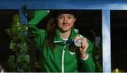 10 October 2018; Niamh Coyne of Team Ireland, from Tallaght, Dublin, with her silver medal, after placing second in the women's 100m breaststroke event, in the Youth Olympic Park, on Day 4 of the Youth Olympic Games in Buenos Aires, Argentina. Photo by Eóin Noonan/Sportsfile