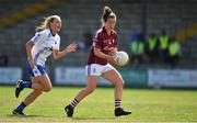 21 July 2018; Roisin Leonard of Galway in action against Rebecca Casey of Waterford during the TG4 All-Ireland Senior Championship Group 3 Round 2 match between Galway and Waterford at St Brendan's Park in Birr, Co. Offaly.  Photo by Brendan Moran/Sportsfile