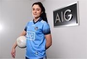11 October 2018; Dublin star Olwen Carey was on hand today to help Dublin GAA and sponsors AIG Insurance to officially launch the new Dublin jersey at AIG’s head office in Dublin.  Photo by Sam Barnes/Sportsfile