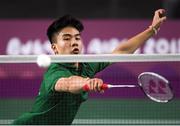 10 October 2018; Nhat Nguyen of Team Ireland, from Clarehall, Dublin, in action against Shifeng Li of China during the men's badminton singles, quarter final round, in Tecnópolis park, Buenos Aires, on Day 4 of the Youth Olympic Games in Buenos Aires, Argentina. Photo by Eóin Noonan/Sportsfile