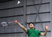 10 October 2018; Nhat Nguyen of Team Ireland, from Clarehall, Dublin, in action against Shifeng Li of China during the men's badminton singles, quarter final round, in Tecnópolis park, Buenos Aires, on Day 4 of the Youth Olympic Games in Buenos Aires, Argentina. Photo by Eóin Noonan/Sportsfile