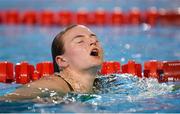 11 October 2018; Mona McSharry of Team Ireland, from Grange, Sligo, reacts after qualifying first in her heat during the women's 50m freestyle, heats, at the aquatic centre, Youth Olympic Park, on Day 5 of the Youth Olympic Games in Buenos Aires, Argentina. Photo by Eóin Noonan/Sportsfile