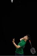 10 October 2018; Nhat Nguyen of Team Ireland, from Clarehall, Dublin, in action against Shifeng Li of China during the men's badminton singles, quarter final round, in Tecnópolis park, Buenos Aires, on Day 4 of the Youth Olympic Games in Buenos Aires, Argentina. Photo by Eóin Noonan/Sportsfile