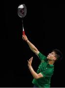 10 October 2018; Nhat Nguyen of Team Ireland, from Clarehall, Dublin, in action against Shifeng Li of China during the men's badminton singles, quarter final round, in Tecnópolis park, Buenos Aires, on Day 4 of the Youth Olympic Games in Buenos Aires, Argentina. Photo by Eóin Noonan/Sportsfile