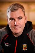 11 October 2018; Newly appointed Mayo football manager James Horan poses for a portrait following a press conference at The Greenway Café in Castlebar, Co. Mayo. Photo by David Fitzgerald/Sportsfile