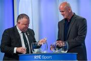 11 October 2018; Jim Bolger, Leinster GAA Chairman, left, and Offaly football manager John Maughan during The GAA Championship Draw 2019 at RTÉ Studios in Donnybrook, Dublin. Photo by Piaras Ó Mídheach/Sportsfile