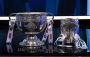11 October 2018; The Sam Maguire Cup and The Liam Mac Carthy Cup during The GAA Championship Draw 2019 at RTÉ Studios in Donnybrook, Dublin. Photo by Piaras Ó Mídheach/Sportsfile