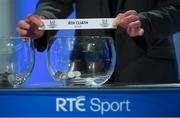 11 October 2018; Offaly football manager John Maughan draws out the name of Dublin during The GAA Championship Draw 2019 at RTÉ Studios in Donnybrook, Dublin. Photo by Piaras Ó Mídheach/Sportsfile