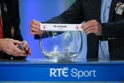 11 October 2018; Tyrone are drawn out during The GAA Championship Draw 2019 at RTÉ Studios in Donnybrook, Dublin. Photo by Piaras Ó Mídheach/Sportsfile