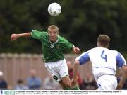 5 September 2003; John O'Flynn, Republic of Ireland, in action against Vasily Berezutskiy, Russia. UEFA Under 21 Championship, Republic of Ireland v Russia, Waterford RSC, Waterford. Picture credit; David Maher / SPORTSFILE *EDI*