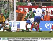 6 September 2003; Sergey Ignashevich, no.6 , Russia, beats Republic of Ireland's Gary Breen and goalkeeper Shay Given to score his sides equalizing goal. European Championship Group Ten qualifier, Republic of Ireland v Russia, Lansdowne Road, Dublin. Picture credit; David Maher / SPORTSFILE *EDI*