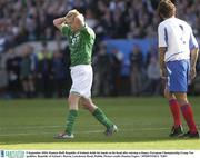 6 September 2003; Damien Duff, Republic of Ireland, holds his hands on his head after missing a chance. European Championship Group Ten qualifier, Republic of Ireland v Russia, Lansdowne Road, Dublin. Picture credit; Damien Eagers / SPORTSFILE *EDI*