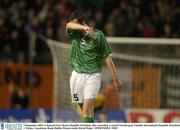 9 September 2003; A dejected Gary Breen, Republic of Ireland, after conceding  a second Turkish goal. Friendly International, Republic of Ireland v Turkey, Lansdowne Road, Dublin. Picture credit; David Maher / SPORTSFILE *EDI*