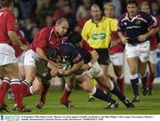 12 September 2003; Denis Leamy, Munster, in action against Llanelli's Ian Boobyer and Mike Philips. Celtic League Tournament, Munster v Llanelli, Thomond Park, Limerick. Picture credit; Matt Browne / SPORTSFILE *EDI*