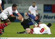 12 September 2003; Ulster's Andy Ward and Kieran Campbell tackle Glasgow's Roland Reid. Celtic League Tournament, Ulster v Glasgow, Ravenhill, Belfast. Picture credit; SPORTSFILE *EDI*