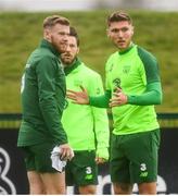 12 October 2018; Jeff Hendrick, right, and team-mates James McClean, left, and Harry Arter during a Republic of Ireland training session at the FAI National Training Centre in Abbotstown, Dublin. Photo by Stephen McCarthy/Sportsfile
