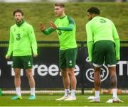 12 October 2018; Jeff Hendrick and team-mates Harry Arter, left, and Cyrus Christie, right, during a Republic of Ireland training session at the FAI National Training Centre in Abbotstown, Dublin. Photo by Stephen McCarthy/Sportsfile