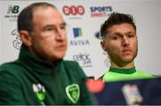 12 October 2018; Jeff Hendrick and Republic of Ireland manager Martin O'Neill during a press conference at the FAI National Training Centre in Abbotstown, Dublin. Photo by Stephen McCarthy/Sportsfile