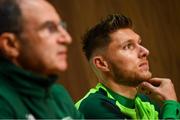12 October 2018; Jeff Hendrick and Republic of Ireland manager Martin O'Neill during a press conference at the FAI National Training Centre in Abbotstown, Dublin. Photo by Stephen McCarthy/Sportsfile