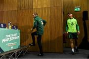 12 October 2018; Republic of Ireland manager Martin O'Neill and Jeff Hendrick arrive for a press conference at the FAI National Training Centre in Abbotstown, Dublin. Photo by Stephen McCarthy/Sportsfile