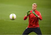 12 October 2018; Jonas Lössl during a Denmark training session at the Aviva Stadium in Dublin. Photo by Stephen McCarthy/Sportsfile