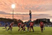 12 October 2018; Max Deegan of Leinster A wins the ball in a lineout during the Celtic Cup Round 6 match between Leinster A and Munster A at Energia Park in Dublin. Photo by Matt Browne/Sportsfile