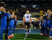 12 October 2018; Dundalk captain Brian Gartland leads his side to the pitch, through a guard of honour formed by the Waterford players, prior to the SSE Airtricity League Premier Division match between Waterford and Dundalk at the RSC in Waterford. Photo by Seb Daly/Sportsfile