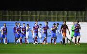 12 October 2018; Both teams make their way on to the pitch ahead of the SSE Airtricity League Promotion / Relegation Play-off Series 1st leg match between Drogheda United and Finn Harps at United Park in Louth. Photo by Sam Barnes/Sportsfile