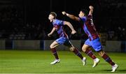 12 October 2018; Ciaran Kelly, left, of Drogheda United celebrates after scoring his side's first goal with teammate Chris Lyons during the SSE Airtricity League Promotion / Relegation Play-off Series 1st leg match between Drogheda United and Finn Harps at United Park in Louth. Photo by Sam Barnes/Sportsfile