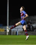 12 October 2018; Ciaran Kelly of Drogheda United celebrates after scoring his side's first goal during the SSE Airtricity League Promotion / Relegation Play-off Series 1st leg match between Drogheda United and Finn Harps at United Park in Louth. Photo by Sam Barnes/Sportsfile