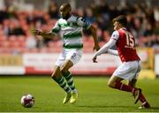 12 October 2018; Ethan Boyle of Shamrock Rovers in action against Darragh Markey of St. Patrick's Athletic during the SSE Airtricity League Premier Division match between St Patrick's Athletic and Shamrock Rovers at Richmond Park in Dublin. Photo by Ben McShane/Sportsfile