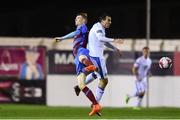 12 October 2018; Mark Doyle of Drogheda United in action against Jacob Borg of Finn Harps during the SSE Airtricity League Promotion / Relegation Play-off Series 1st leg match between Drogheda United and Finn Harps at United Park in Louth. Photo by Sam Barnes/Sportsfile