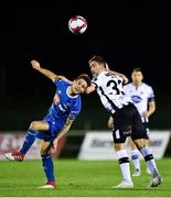 12 October 2018; Dean Jarvis of Dundalk in action against Gavan Holohan of Waterford during the SSE Airtricity League Premier Division match between Waterford and Dundalk at the RSC in Waterford. Photo by Seb Daly/Sportsfile