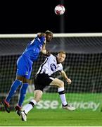12 October 2018; Ismahil Akinade of Waterford in action against Sean Hoare of Dundalk during the SSE Airtricity League Premier Division match between Waterford and Dundalk at the RSC in Waterford. Photo by Seb Daly/Sportsfile