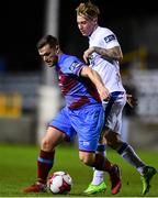 12 October 2018; Kealan Dillon of Drogheda United in action against Jesse Devers of Finn Harps during the SSE Airtricity League Promotion / Relegation Play-off Series 1st leg match between Drogheda United and Finn Harps at United Park in Louth. Photo by Sam Barnes/Sportsfile