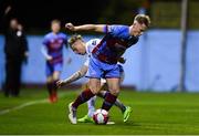 12 October 2018; Ciaran Kelly of Drogheda United in action against Jesse Devers of Finn Harps during the SSE Airtricity League Promotion / Relegation Play-off Series 1st leg match between Drogheda United and Finn Harps at United Park in Louth. Photo by Sam Barnes/Sportsfile