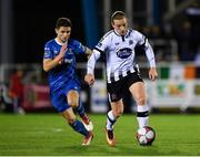 12 October 2018; John Mountney of Dundalk in action against Gavan Holohan of Waterford during the SSE Airtricity League Premier Division match between Waterford and Dundalk at the RSC in Waterford. Photo by Seb Daly/Sportsfile