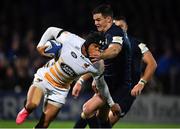 12 October 2018; Juan de Jongh of Wasps is tackled by Jonathan Sexton of Leinster during the Heineken Champions Cup Pool 1 Round 1 match between Leinster and Wasps at the RDS Arena in Dublin. Photo by Brendan Moran/Sportsfile