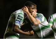 12 October 2018; Dan Carr of Shamrock Rovers celebrates after scoring his side's first goal with teammate Lee Grace during the SSE Airtricity League Premier Division match between St Patrick's Athletic and Shamrock Rovers at Richmond Park in Dublin. Photo by Ben McShane/Sportsfile