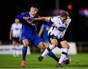 12 October 2018; Georgie Kelly of Dundalk in action against Dylan Barnett of Waterford during the SSE Airtricity League Premier Division match between Waterford and Dundalk at the RSC in Waterford. Photo by Seb Daly/Sportsfile