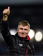12 October 2018; Dundalk manager Stephen Kenny acknowledges supporters following his side's victory during the SSE Airtricity League Premier Division match between Waterford and Dundalk at the RSC in Waterford. Photo by Seb Daly/Sportsfile
