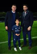 12 October 2018; Matchday mascot 9 year old Cormac Tan, from Knocklyon, Dublin, with Leinster players Barry Daly and Will Connors ahead of the Heineken Champions Cup Pool 1 Round 1 match between Leinster and Wasps at the RDS Arena in Dublin. Photo by Ramsey Cardy/Sportsfile