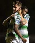 12 October 2018; Dan Carr, left, of Shamrock Rovers celebrates after scoring his side's first goal with teammate Lee Grace during the SSE Airtricity League Premier Division match between St Patrick's Athletic and Shamrock Rovers at Richmond Park in Dublin. Photo by Ben McShane/Sportsfile
